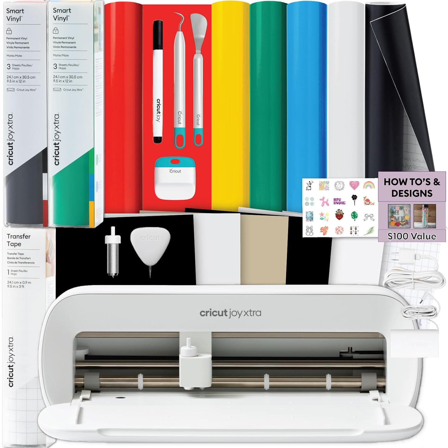Cricut Joy Xtra Cutting Machine and Smart Vinyl Bundle for Labels, Decals &amp; Custom Projects