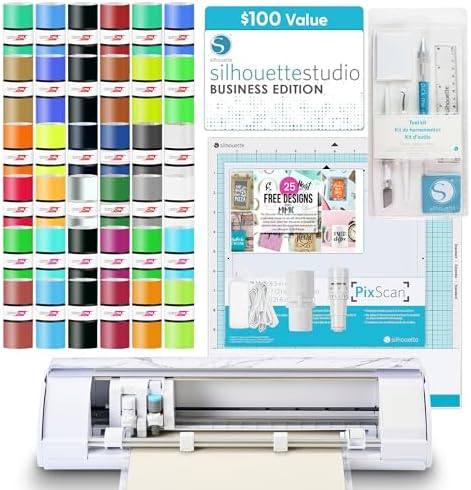 Silhouette America Cameo 5 Alpha (α) Smart Cutting Machine, Bianco Carrara (Deluxe Bundle) - Includes Studio Software, 36 Vinyl Sheets, PixScan Mat, Tool Kit &amp; 25 Free Designs for DIY